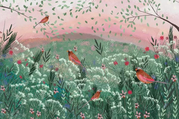 Bohemian Décor: Rosy Pink Landscape by Joy Laforme