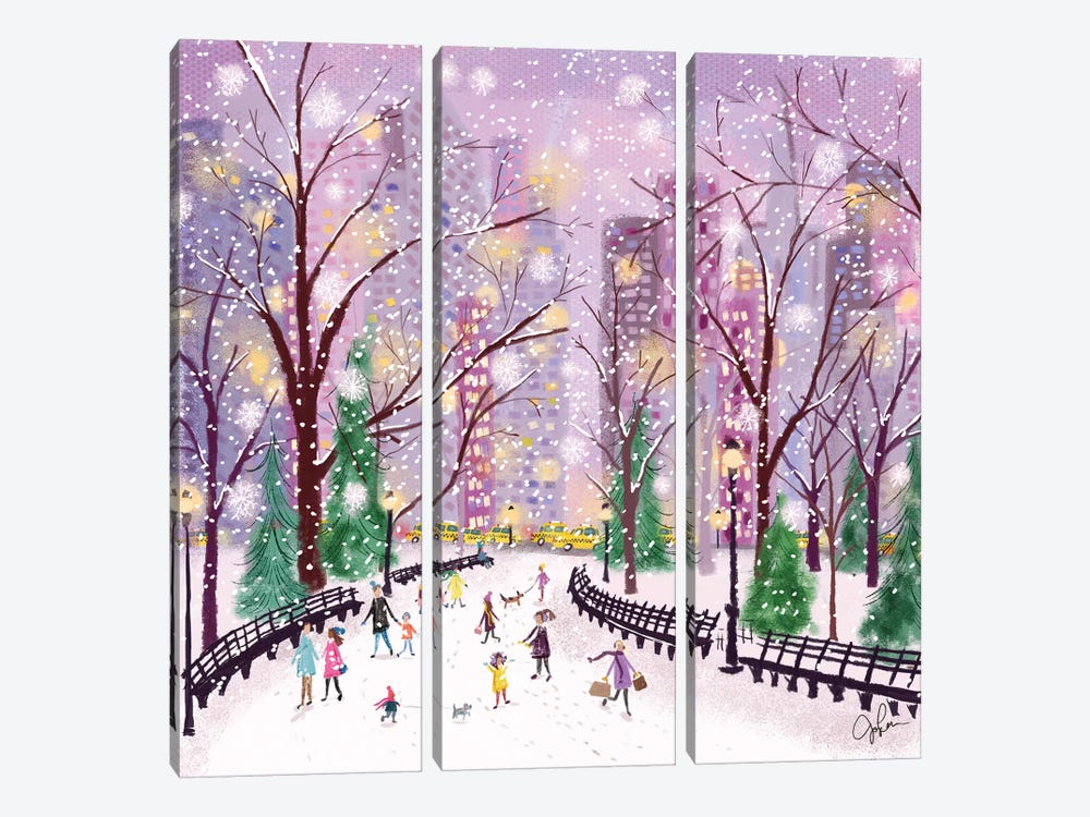 Snowy Night by Joy Laforme 3-piece Art Print