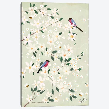 Apple Blossom Bullfinches Canvas Print #JLF3} by Joy Laforme Canvas Print