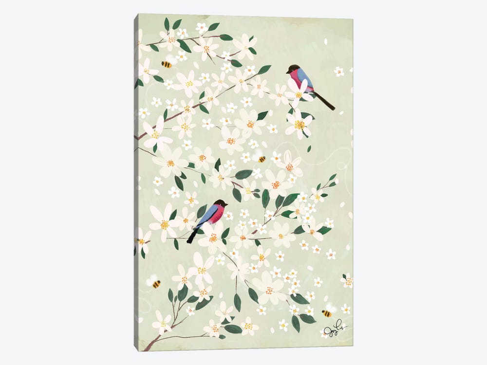 Apple Blossom Bullfinches by Joy Laforme 1-piece Canvas Print