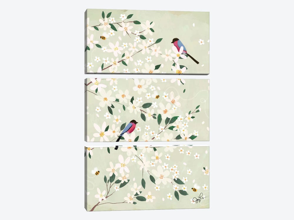Apple Blossom Bullfinches by Joy Laforme 3-piece Art Print