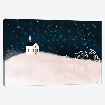 Starry Snowy Night Canvas Print #JLF42} by Joy Laforme Canvas Wall Art