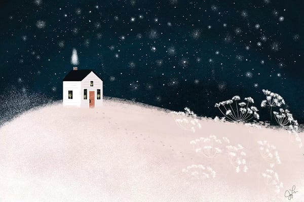 Cozy Cottage: Starry Snowy Night by Joy Laforme