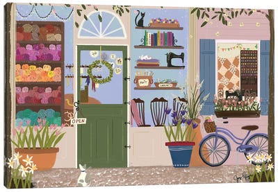 Stitcherie Shop Storefront Canvas Art Print - Joy Laforme