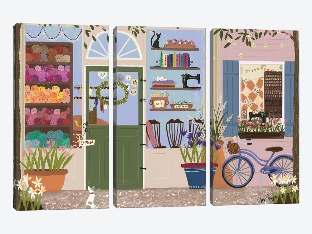 Stitcherie Shop Storefront by Joy Laforme 3-piece Art Print