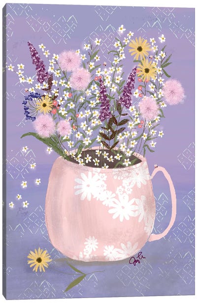 Wildflower Vase I Canvas Art Print - Joy Laforme