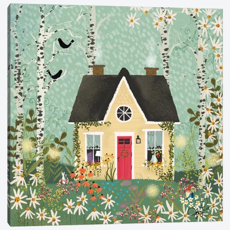 Yellow House In The Forest Canvas Print #JLF54} by Joy Laforme Canvas Art