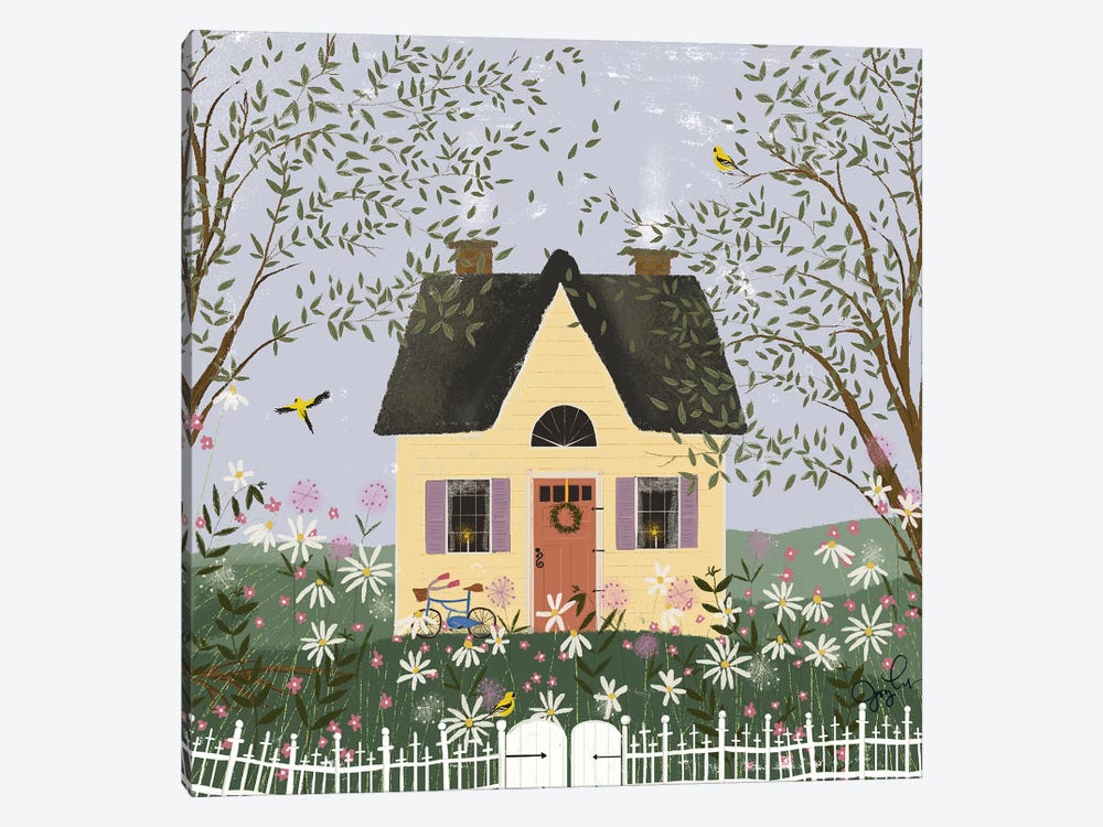 Yellow House On A Hill by Joy Laforme 1-piece Canvas Artwork