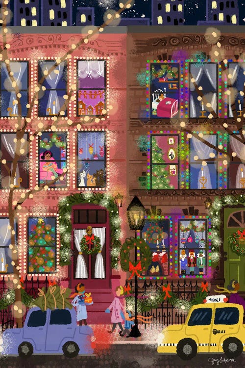 Christmas Townhouses by Joy Laforme wall art