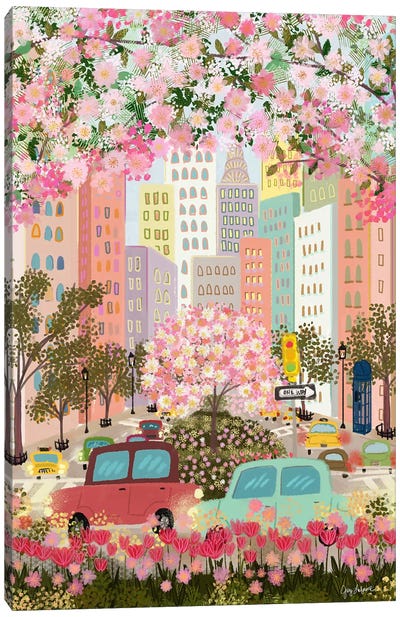 Hazy Pink Day Canvas Art Print - City Street Art