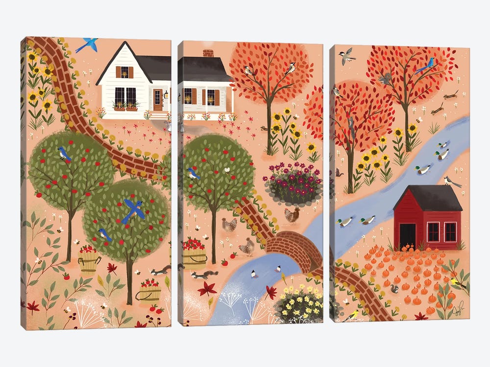Autumn Gardens by Joy Laforme 3-piece Canvas Wall Art
