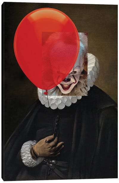 Red Balloon Canvas Art Print - Evil Clown Art