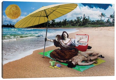 In The Beach Canvas Art Print - Witty Humor Art