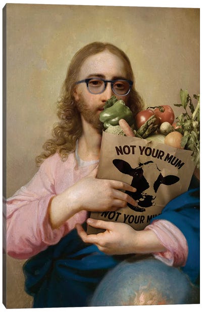 New Religion Canvas Art Print - Satirical Humor Art