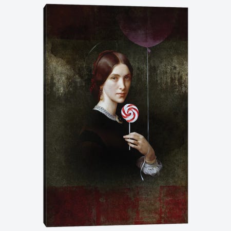 Portrait Of Woman With Lollipop And Balloon Canvas Print #JLG99} by José Luis Guerrero Canvas Wall Art