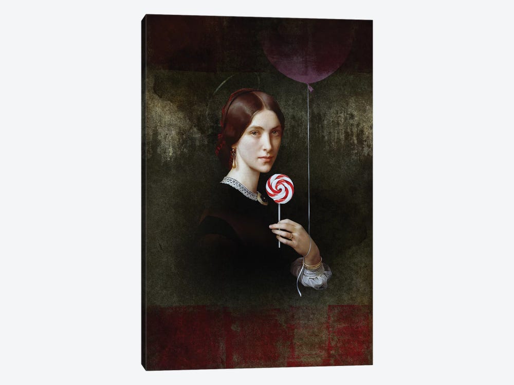 Portrait Of Woman With Lollipop And Balloon by José Luis Guerrero 1-piece Canvas Print