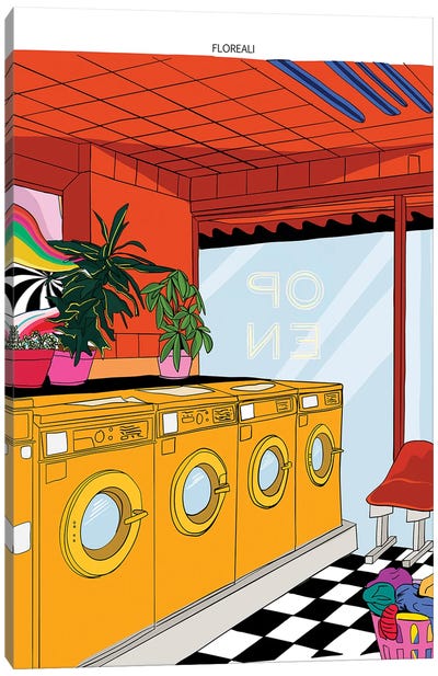 Psychedelic Laundry Mat Canvas Art Print - Furniture