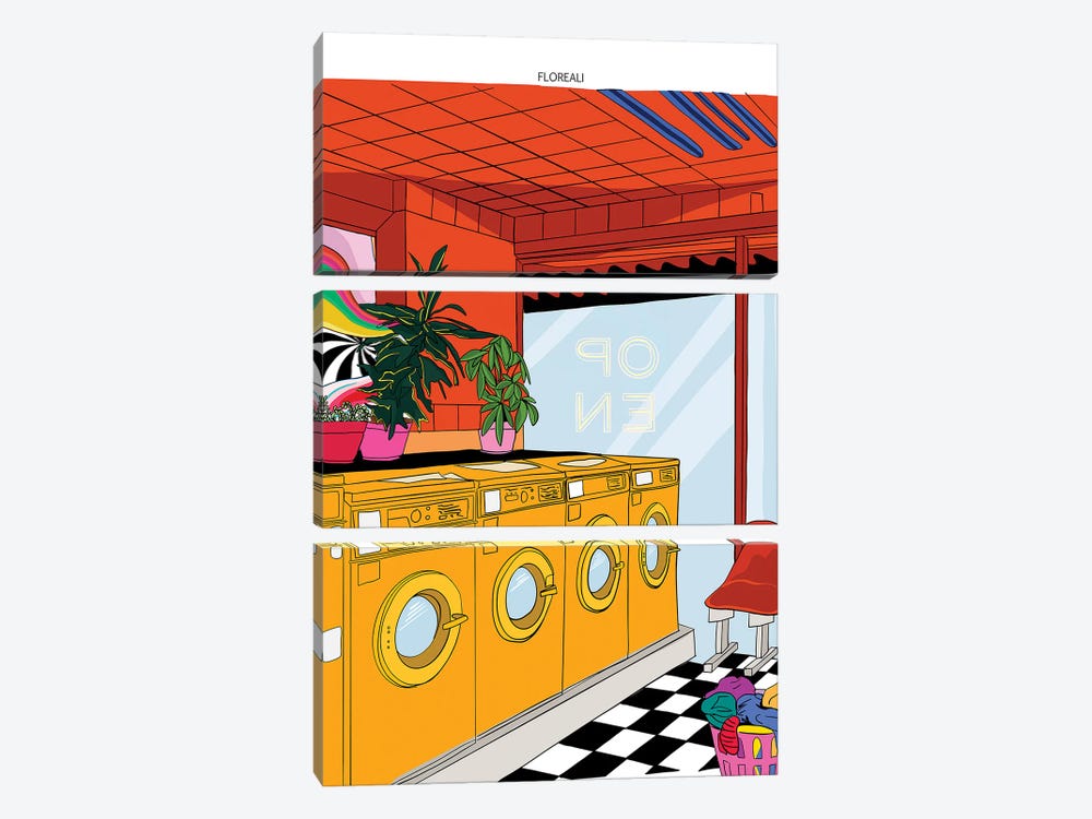 Psychedelic Laundry Mat by Jonelle James 3-piece Canvas Print