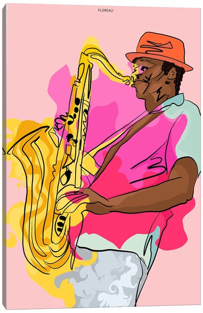 Pink Sax Canvas Art Print - Jonelle James