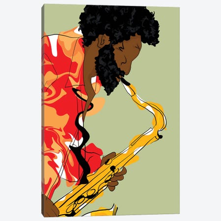 Saxophone Tropics Canvas Print #JLJ97} by Jonelle James Canvas Art