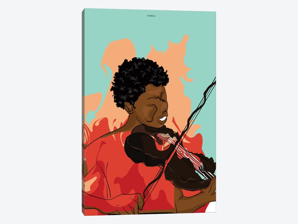 Flaming Violin by Jonelle James 1-piece Canvas Wall Art