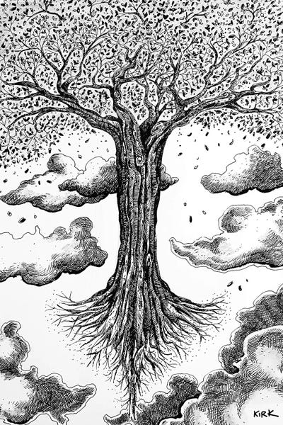 Black & White Florals: The Sacred Tree by Jerry Lee Kirk