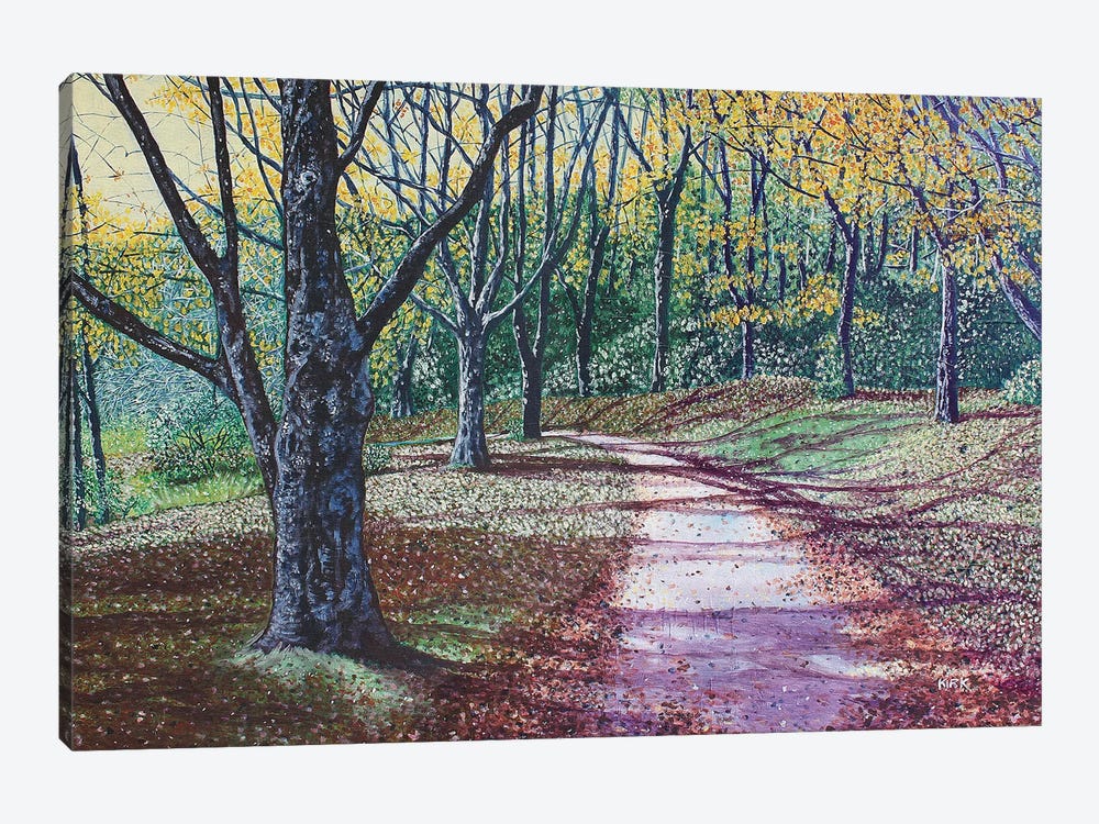Autumn Walk Around Basslake by Jerry Lee Kirk 1-piece Canvas Artwork