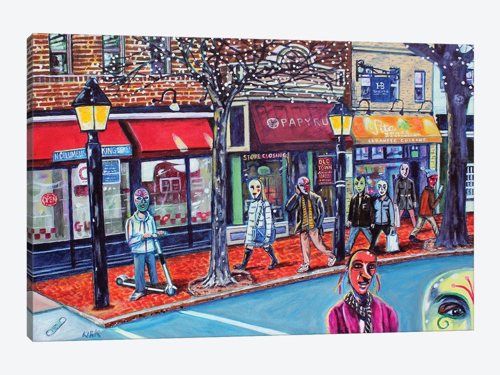 Masks On King Street by Jerry Lee Kirk 1-piece Canvas Artwork