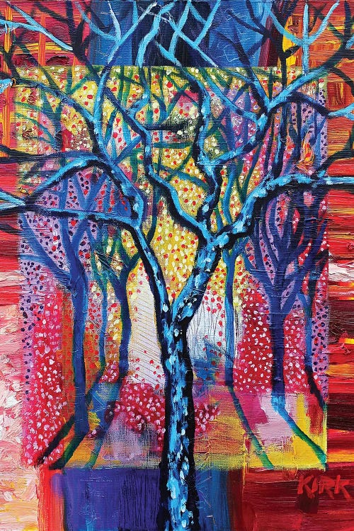 Blue Trees In An Abstract Landscape by Jerry Lee Kirk wall art