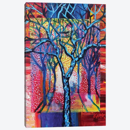 Blue Trees In An Abstract Landscape Canvas Print #JLK15} by Jerry Lee Kirk Art Print