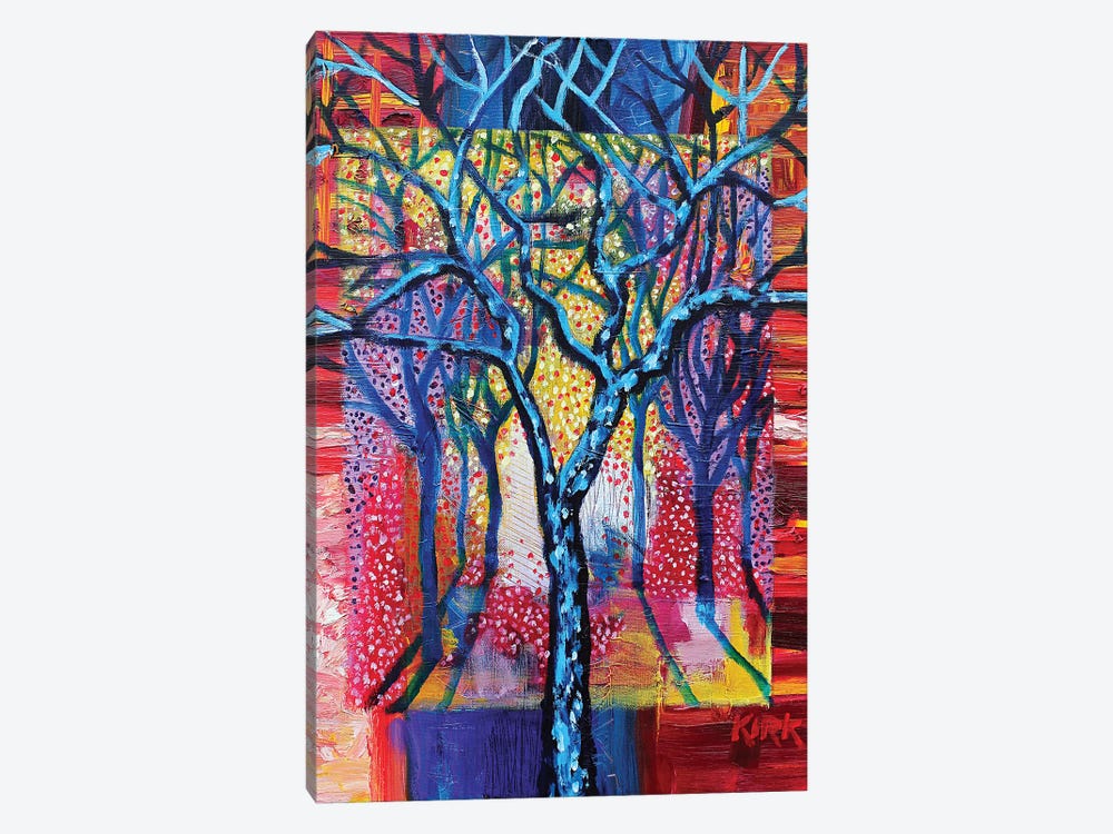 Blue Trees In An Abstract Landscape by Jerry Lee Kirk 1-piece Art Print