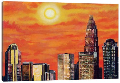 City In Golden Light Canvas Art Print - Jerry Lee Kirk