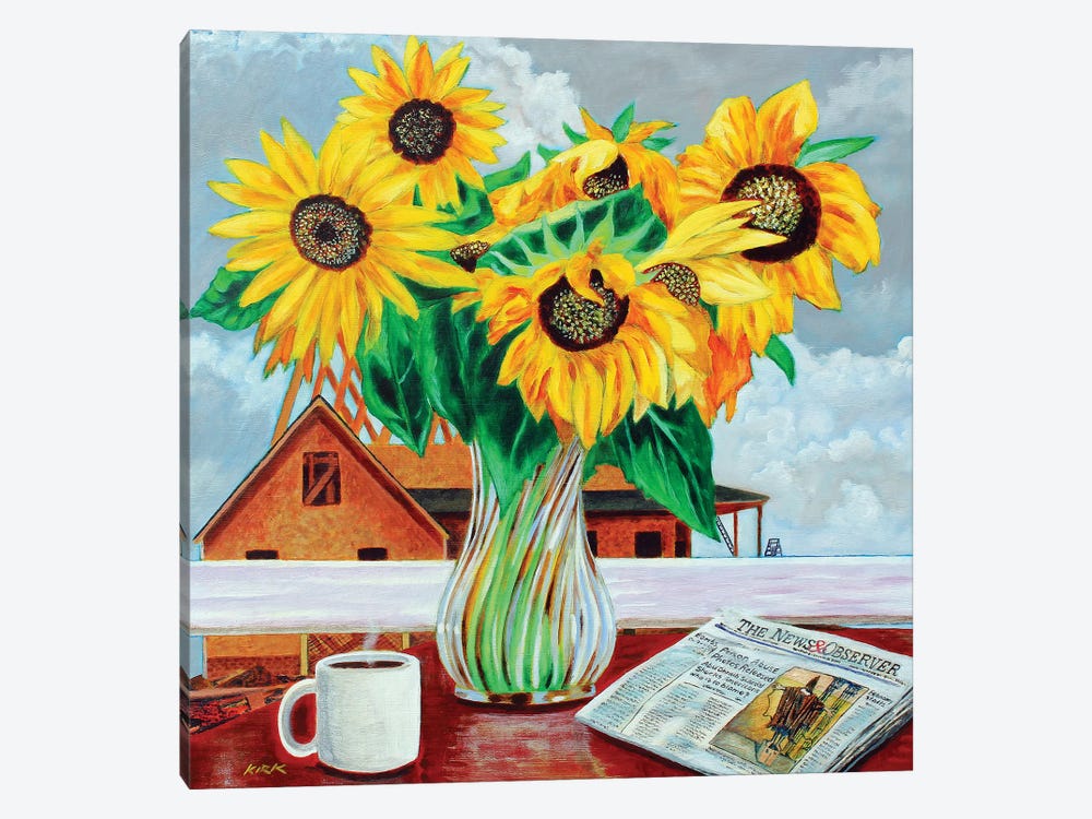 Contemplating Sunflowers by Jerry Lee Kirk 1-piece Canvas Art