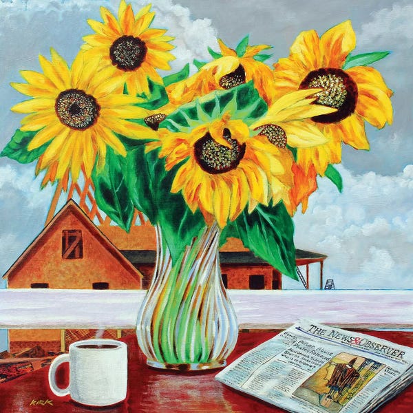 Pottery Still Life: Contemplating Sunflowers by Jerry Lee Kirk