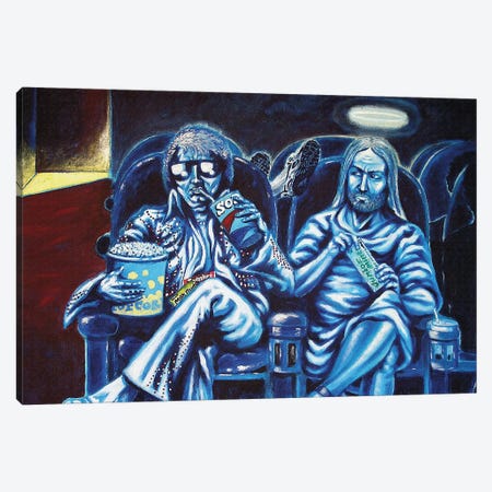 Elvis And Jesus At The Movies Canvas Print #JLK26} by Jerry Lee Kirk Canvas Artwork