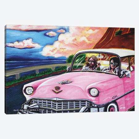 Elvis And Jesus Go For A Drive Canvas Print #JLK29} by Jerry Lee Kirk Canvas Art Print