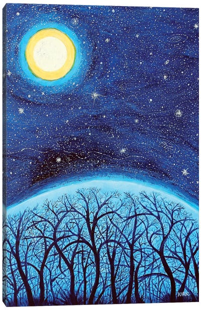 Moon Over The Mountain Canvas Art Print - Moon Art