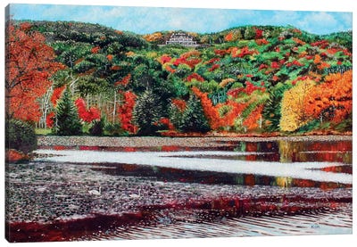 Overlooking Bass Lake Canvas Art Print - Jerry Lee Kirk