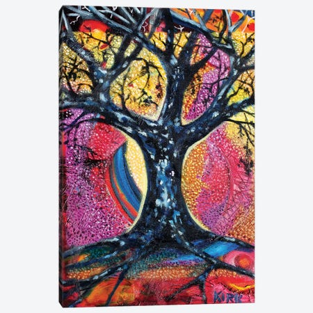 Tree In An Abstract Landscape Canvas Print #JLK78} by Jerry Lee Kirk Canvas Wall Art