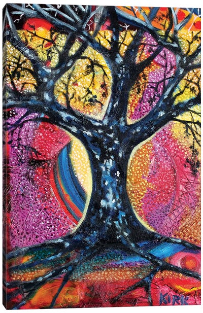 Tree In An Abstract Landscape Canvas Art Print - Jerry Lee Kirk