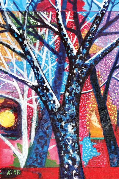 Trees In An Abstract Sunset by Jerry Lee Kirk acrylic art print