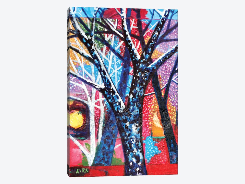 Trees In An Abstract Sunset by Jerry Lee Kirk 1-piece Canvas Art