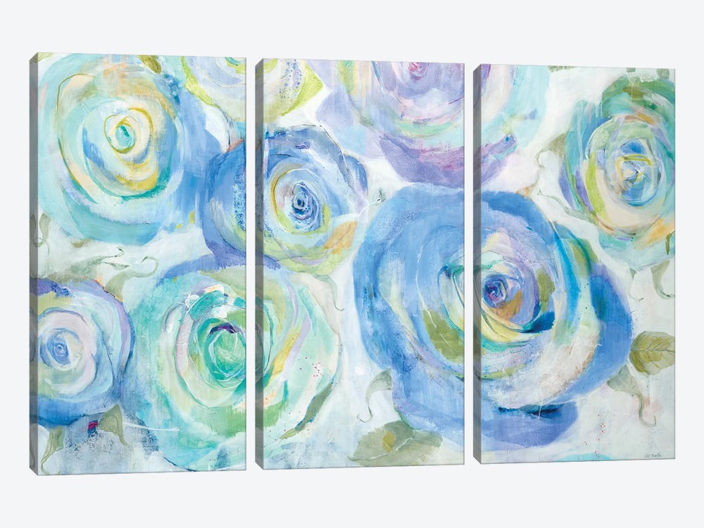 Blue Roses by Jill Martin 3-piece Canvas Wall Art