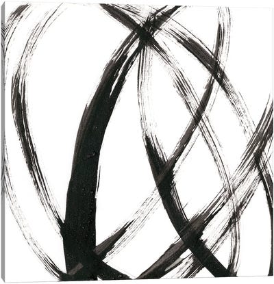 Linear Expression III Canvas Art Print - Black & White Abstract Art