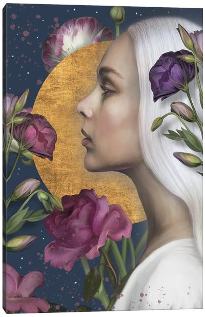 Purple Moon Canvas Art Print - Juliana Loomer
