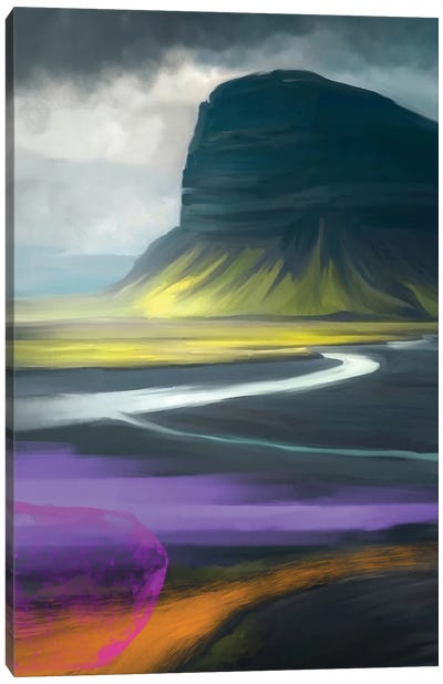 Iceland Highway Purple Canvas Art Print - Iceland Art