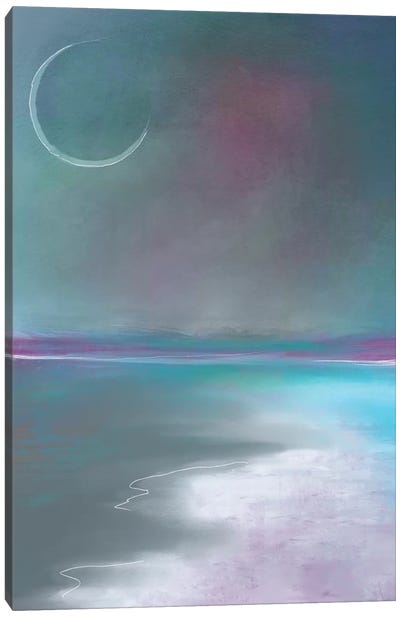 Evening At The Beach Canvas Art Print - Crescent Moon Art