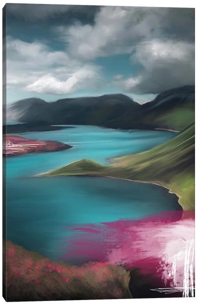 Coastal View Pink Canvas Art Print
