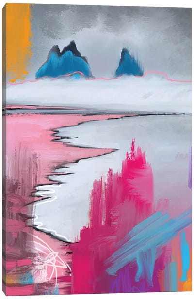 Winter Beach Pink Canvas Art Print - Pops of Pink