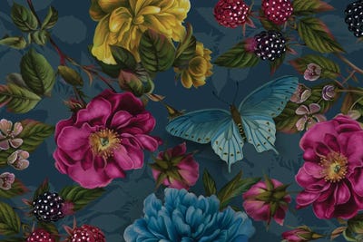 Teal Rose Garden by Juliana Loomer canvas print